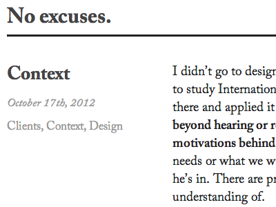 No Excuses. (live!) blog minimalist serif