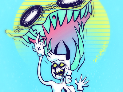 Sun Demons demon illustration neon light sun