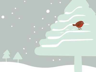 Flash Christmas Card christmas flash illustration robin snow trees