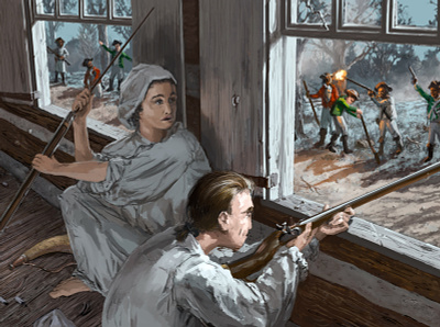 Joshua Huddy & Lucretia Emmons Outwit Colonel Tye accurate action american history american revolution colonial digital painting fashion historical historical society history illustration painting research revolutionary war war art