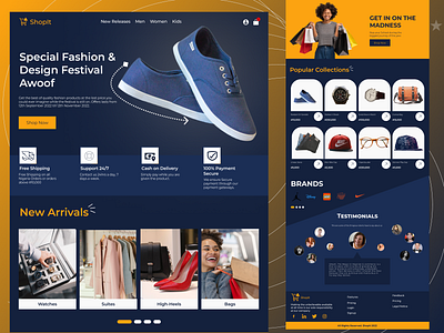 Shopit E-commerce Website(Dark Mode) app branding design ecommerce graphic design illustration landing page mockup ui ux vector website