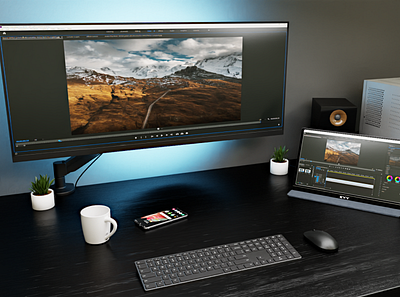 desk work design 3d 3d art blender design desk design graphic design minimal