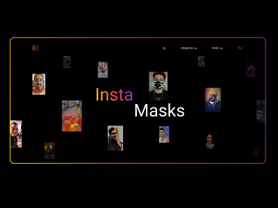 Insta masks app illustration insta logo masks mobile ui typography vector web