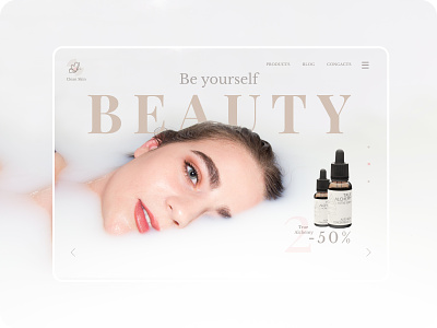 Сlean skin shop concept beautiful beauty branding clean design flat home page icon minimal product products skin typography ui ux web website