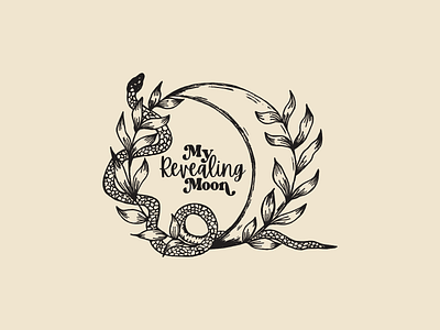 My Revealing Moon Logo Design branding crystals floral groovy illustration logo moon mystic nature snake witchy