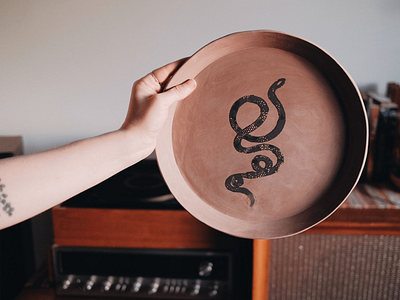 Snake Screen Print on Ceramic Plate