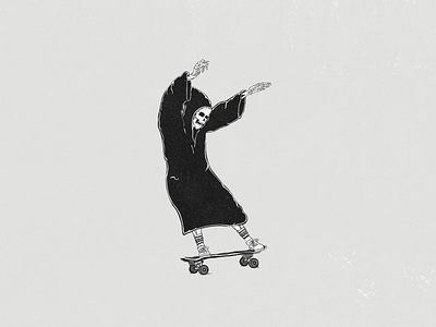 Grim Ripper flash grim reaper illustration skateboard skeleton skeleton skateboarding tattoo traditional
