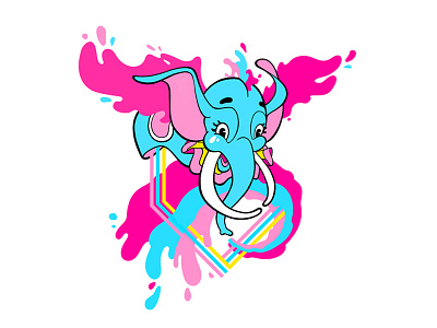 Dumbo's Kool-aid cartoon cmyk disney dumbo elephant flying illustration line art outline trippy wings
