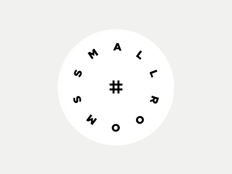 SMALLROOMS.CO Unused Logo Concept animated audio branding circle classic clever hashtag logo minimal play podcast spinning