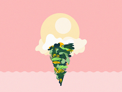 Summer Scoop cartoon clouds cone drawing ice cream illustration jungle leaves nature plants summer warm