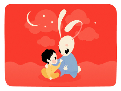 Theo & Bun Bun baby bunny cartoon children dream illustration kidsbook rabbit sleep stars summer toy