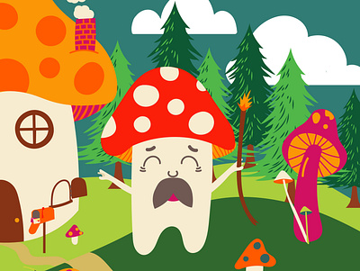Mushroom Village Elder - Illustration childrens book colorful digital art graphic design illustration mushroom story vector village