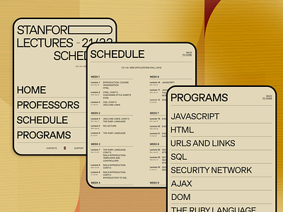Stanford Lectures Schedule UI mobile tablet ui ux