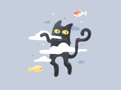 Flying cat art cute illustration
