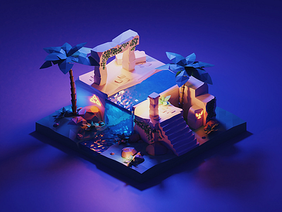 Temple 3d abstract art cute illustration render