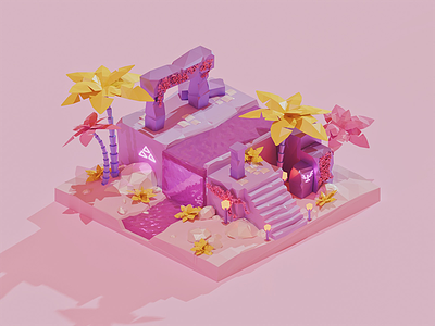 Pink jungle 3d abstract blender blender3d cinema4d illustration render