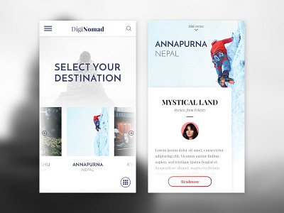 Travel App DigiNomad Concept app concept nomad review simplistic travel ui ux