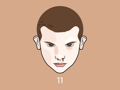 Eleven flat icon illustration movie simple stranger things