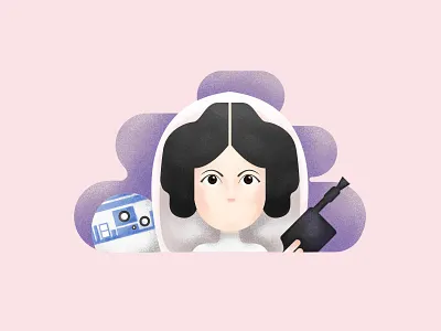 Princess Leia 2d cute design flat illustration leia princess starwars