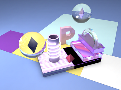 letter P 3d cinema4d cute flat isometric low poly render type typography