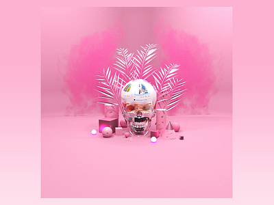 Pink Skull 3d 3dart abstract art cinema4d coronarender dailychallenge digitalart maxon render renderer visual