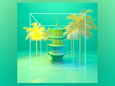 Pagoda 3d 3dart abstract art cinema4d coronarender dailychallenge digitalart maxon render renderer visual