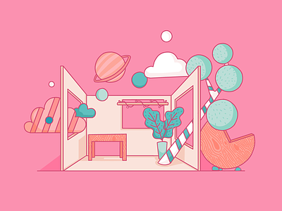 The Room cute illustration procreate room ui