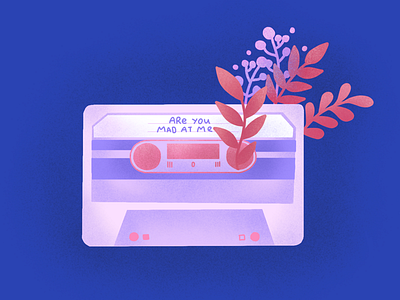 Mixtape cute illustration mixtape procreate room ui