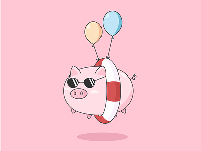 Pig And The Balloons adobe cute illustration illustrator ui