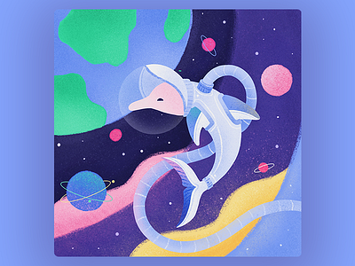 So long and thanks for the fishes astronaut design dolphin flat illustration space