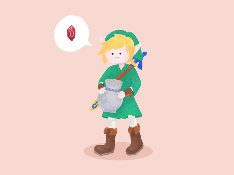 Link and his hobby of breaking shit art cute flat game illustration link ui zelda