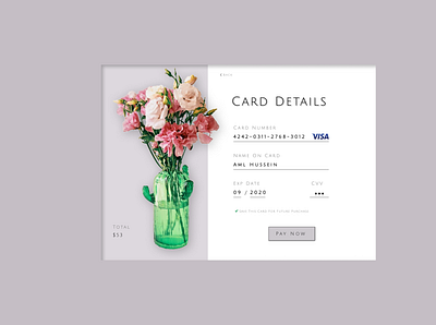 F l o w e r | Credit Card Checkout | #DailyUI | Day 2 design figma flower home ui ux