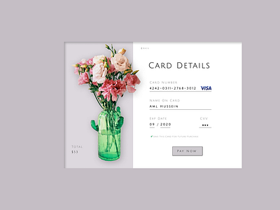 F l o w e r | Credit Card Checkout | #DailyUI | Day 2