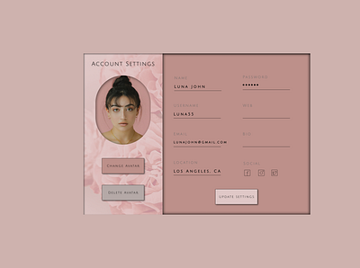 F l o w e r | Account Settings | #DailyUI | Day 7 account design figma flower settings ui ux web