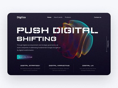 Digtico- Digital Agency Header agency agency website color creative dark mode digital agency freelancer header design home page landing landing page responsive tech trending trendy ui design uiux ux design web design website