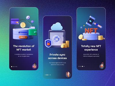 Crypto Trading App - Onboarding application bitcoin blockchain card clean cryptocurrency cryptowallet ethereum mobile app nft onboarding trade app trading ui design uiux ux wallet
