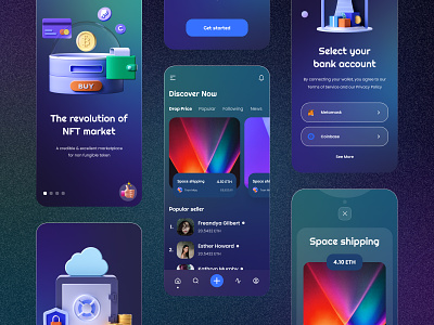 Crypto Trading App application bitcoin blockchain clean cryptocurrency cryptowallet ethereum mobile app nft onboarding trade app trading ui design uiux ux wallet