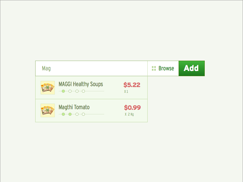 Product Suggetion suggetion grocery app ui shopping maggi sketch browse slider price
