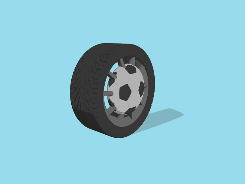 Football Rim 3d tyre rim football soccer icon flat car film