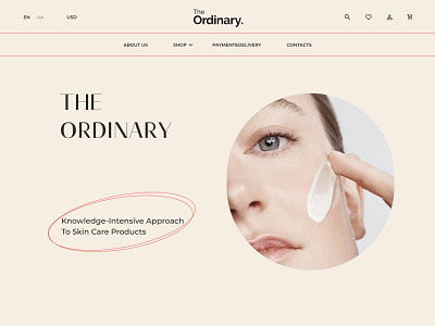 Homepage The Ordinary brand commercial cosmetics dribbble e commerce homepage product the ordinary web design