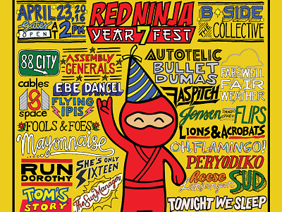 Red Ninja Year 7 Fest Poster first shot hand lettering lettering lettering artist poster poster design