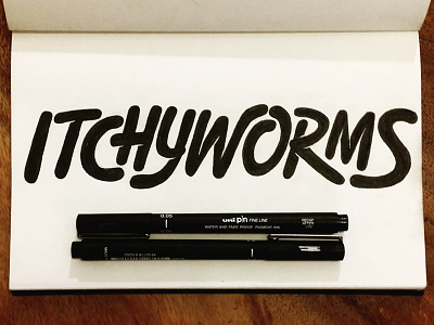 Itchyworms Lettering custom type custom typography hand drawn type handlettering lettering logo logo design logotype sketch
