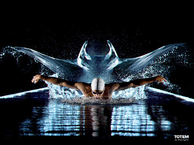Totem - 4 animal black ghost manta ray mascot night pool spirit sports swim swimming