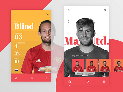 Manchester United Squad App football game manchesterunited mobileapp red sports squad ui ux