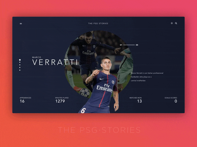 PSG Football Club Team Gallery animation dashboard football soccer ui ux