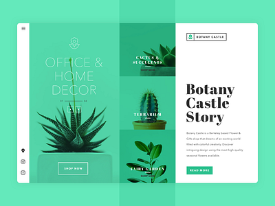 Botany Castle green landing page photography plant product ui ux website