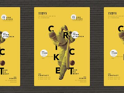 Sattva Cricket Poster black cricket graphic design minimal print typography ui yellow