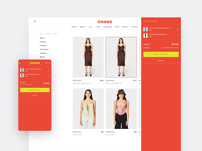 Chaos Concept Store - Adaptive Cart View adaptive brand branding clothes colors design illustration logo product simple ui ux
