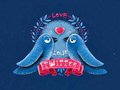 Love your twitter (UPD) 13mu banner bird heart illustration love twitter