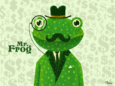 Mr. Frog 13mu beznessmen frog illustration money monocle